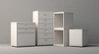 © aldy - Four simple, light gray storage units