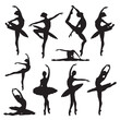 © Akbar Hossain - Elegant Ballet Dancer Silhouettes Graceful Poses in Black and White for Artistic and Design Projects, Embodying Dance, Performance, and Rhythmic Movement