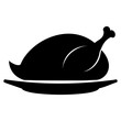 © NC - Silhouette of a roasted turkey on a platter isolated on white background