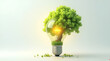 © Ipot - Eco-friendly lightbulb with a tree inside green energy concept nature illustration