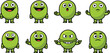 © Aashutosh Pandit - Set of green cartoon character vector with various expressions and gestures.