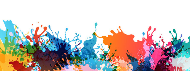 Canvas Print - rainbow paint splash horizontal divider. flowing ink decoration. colorful liquid in motion. vector i