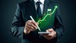 © Natti - Businessman touching a digital finance graph on a virtual screen for future marketing