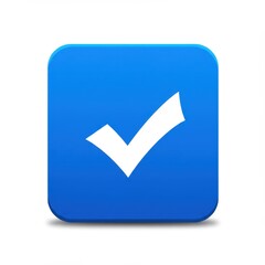 a blue square with rounded corners featuring a white checkmark symbol
