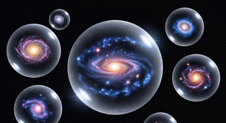 Wall Mural - bubble universes: a multiverse concept - a cosmic scene depicting multiple bubble universes, each co