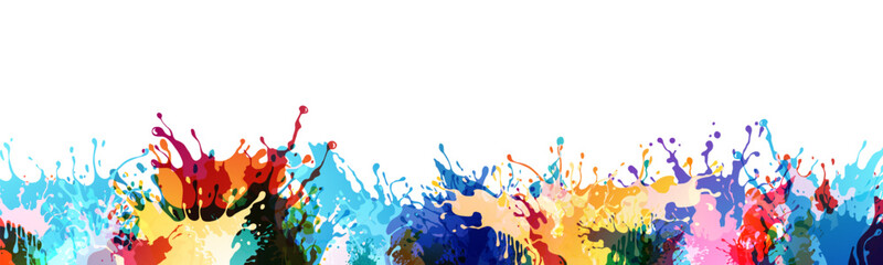 Canvas Print - rainbow paint splash horizontal divider. flowing ink decoration. colorful liquid in motion. vector i