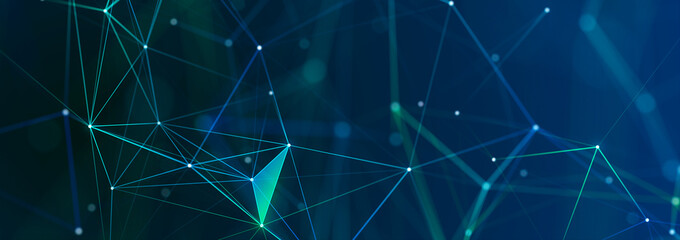 Wall Mural - Polygonal background with dots and lines. Network connection structure. Science and technology. 3d