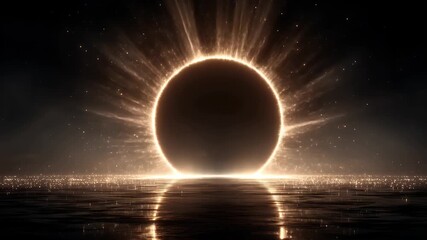 Wall Mural - Dramatic visual representations of black holes or eclipses with glowing energy rings