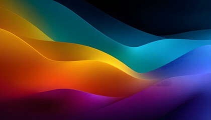 Wall Mural - bright gradient background it has a small grainy surface. abstract shapes black background colorful 