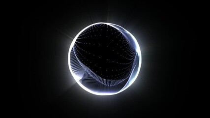 Wall Mural - A luminous sphere radiates light against a vast, dark backdrop, showcasing advanced technology.