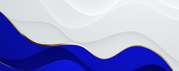 Poster - blue abstract wave background with curved lines and modern design
