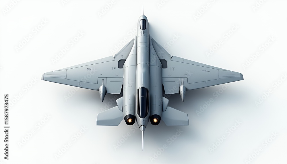Futuristic Military Jet Fighter Aircraft Top View Stock Photo | Adobe Stock
