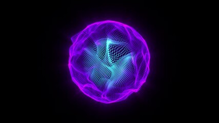 Wall Mural - A vibrant digital sphere illuminates against a dark, black backdrop, creating an abstract, futuristic display.