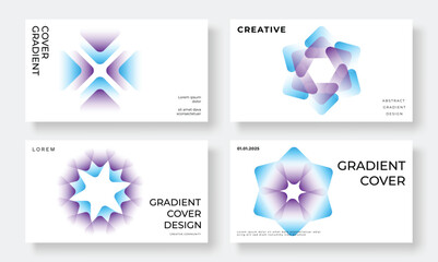 Canvas Print - modern vibrant gradient business card vector. set of creative poster with colorful, circle, geometri