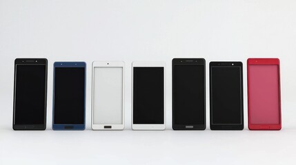 Wall Mural - 3d render lineup of graphic tablets on white background