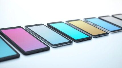 Wall Mural - 3d render lineup of drawing tablets on white background