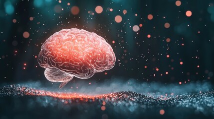 Wall Mural - brain abstract concept of an ai brain merging with a human thought process.