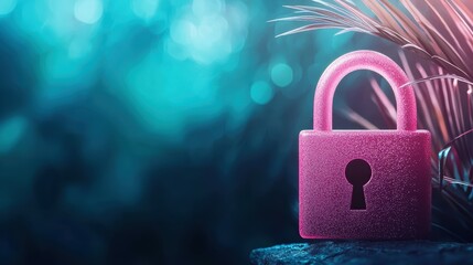 Wall Mural - cyber concept of online security with a glowing padlock on a digital background.