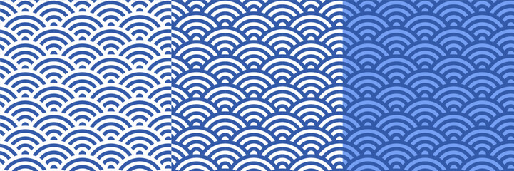  波色の青海波シームレスパターン