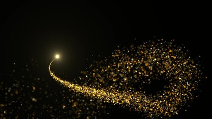 Wall Mural - A brilliant star illuminates the night, leaving a golden trail of sparkling particles.