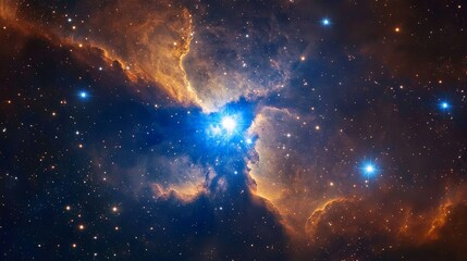 Wall Mural - a distant star with its surrounding nebula lit by its light - .