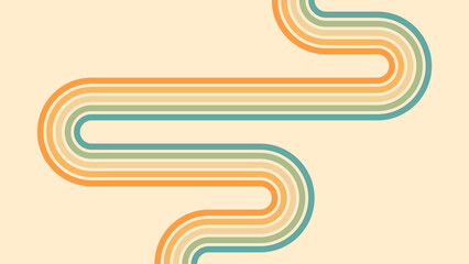 Wall Mural - abstract background of rainbow groovy wavy line design in 1970s hippie retro style. vector pattern r