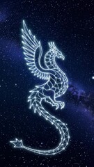 Wall Mural - glowing dragon constellation in the starry night sky