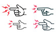 © Zee - Pointing hand icons with electric zap effect in outline and color styles