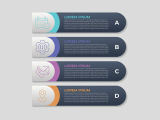 Wall Mural - infographics element collection with 4 steps and options. minimal banner. vector illustration.