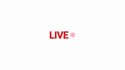 Red Live Stream Button with transparent background, Live streaming icon animation with alpha channel, 4k Animated red button live streaming broadcast suitable for TV Shows, and social Live.
