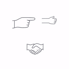 Naklejka na meble Hand illustration vector icon: a human hand holds a pen, paper, or forms a business partnership gesture