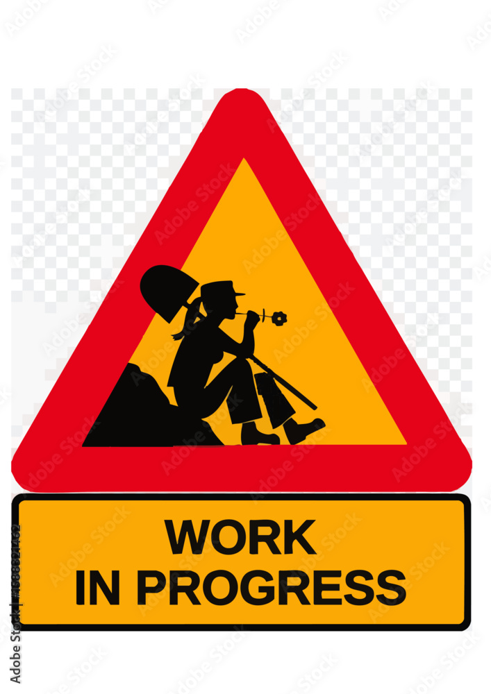 road sign work in progress Stock Vector | Adobe Stock