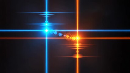 Wall Mural - abstract lens flares create a dynamic background with bright blue and orange lights, adding a futuri