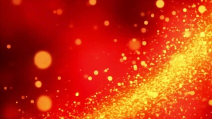 Animation A digital illustration of a red animated background, filled with shimmering gold particles, The style evokes an energetic and enchanting atmosphere