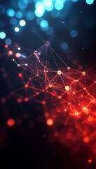 Wall Mural - abstract network concept with red polygon structure connected by lines and dots for technology
