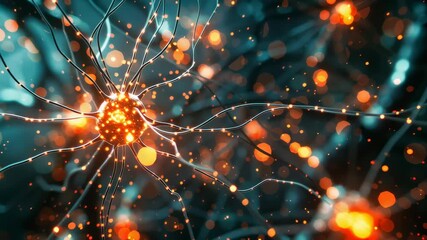 Wall Mural - a macro image of neurons brain cells against a dark background