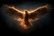 © Bond - Majestic Fire-eagle with Outstretched Wings Soaring in Dark Sky