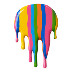 Wall Mural - Colorful Dripping Paint on Isolated Transparent Background