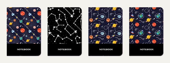 Wall Mural - Note book cover design. Cosmic pattern for kids.