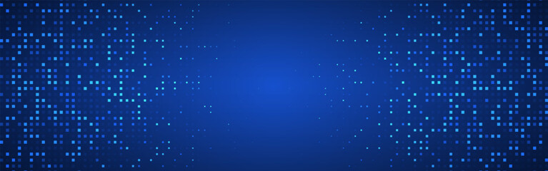 Wall Mural - tech background with glowing blue digital squares. abstract futuristic pixels for data, science or m