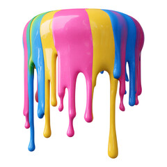 Wall Mural - Colorful Dripping Paint With Isolated Transparent Background