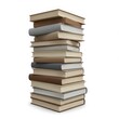 © MDALAM - Stack of hardcover books in neutral tones neutral colors