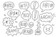 © Anna - Cartoon speech bubbles with angry text and swear symbols