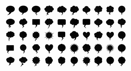 Creative Set of Silhouette Speech Bubbles Dialogue Balloons for Communication Needs