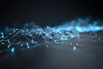 A futuristic visualization of emotion detection AI represented as a blue and white network on a dark background.