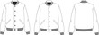 © Md Rofequl Islam - Classic Varsity Bomber Jacket Flat Sketch, Front Side Back Views, Fashion Design Template, Technical Vector Illustration, Outerwear Apparel Mockup