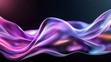 Wall Mural - Flowing abstract waves in vibrant purple and blue colors against dark background create dynamic motion effect with smooth silky texture and luminous glow.