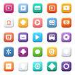 © Denim - Grid of colorful square app icons with play, video, and other media functions