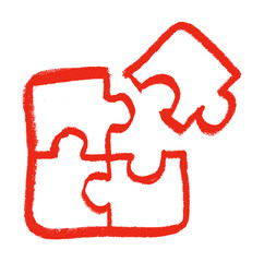 Wall Mural - Puzzle Icon Crayon Chalk Doodle Drawing Vector