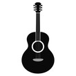 © NC - Classic acoustic guitar silhouette with a bold black fill isolated on white background